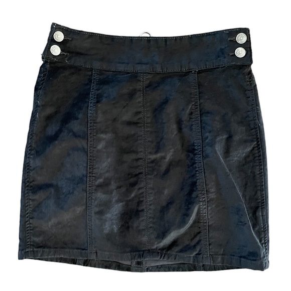 Free People Retro Mini Black Velvet Mini Skirt, Size 26 - Picture 5 of 9